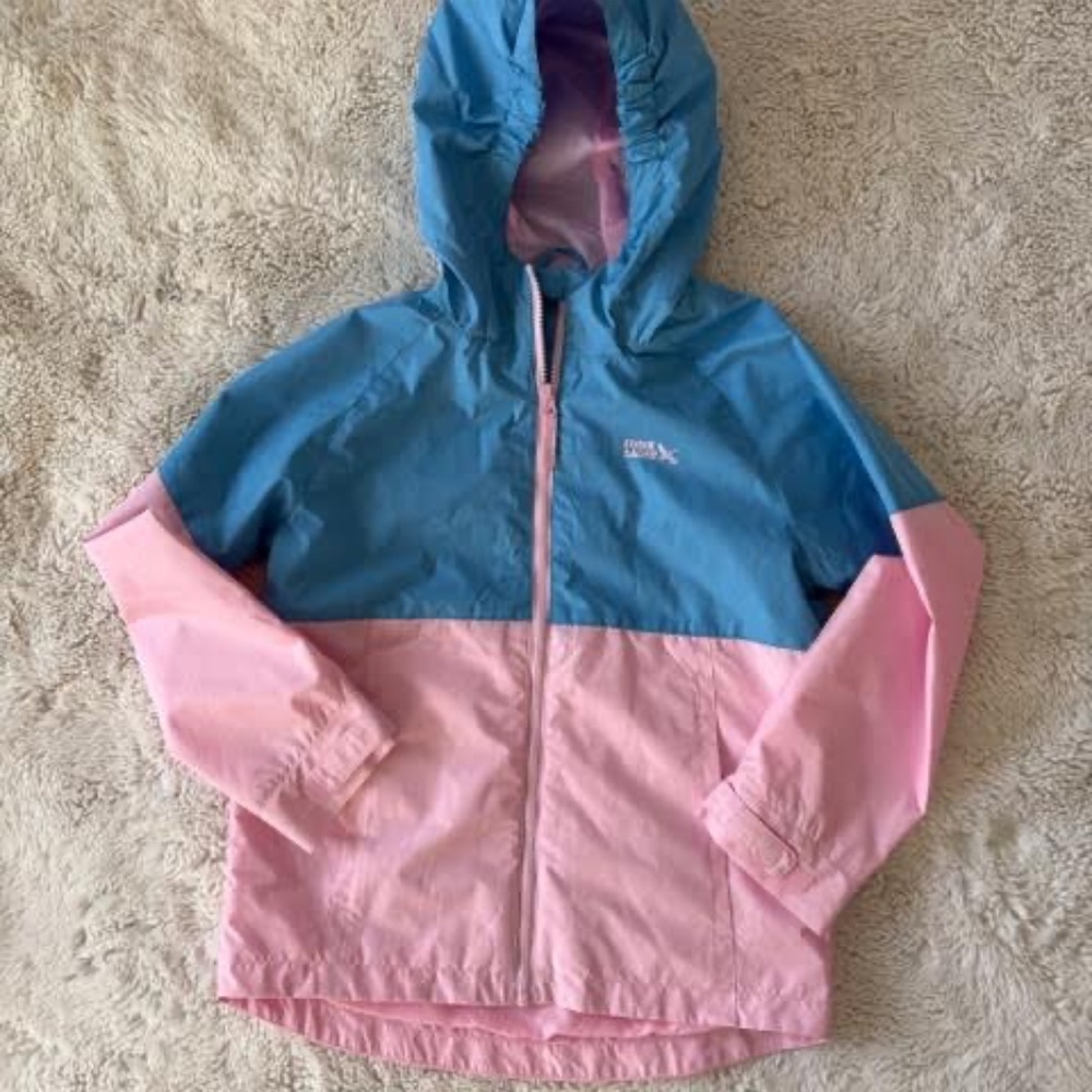 Eddie Bauer Girls' Lightweight Pink and Blue Windbreaker Rain Jacket Med 10 / 12